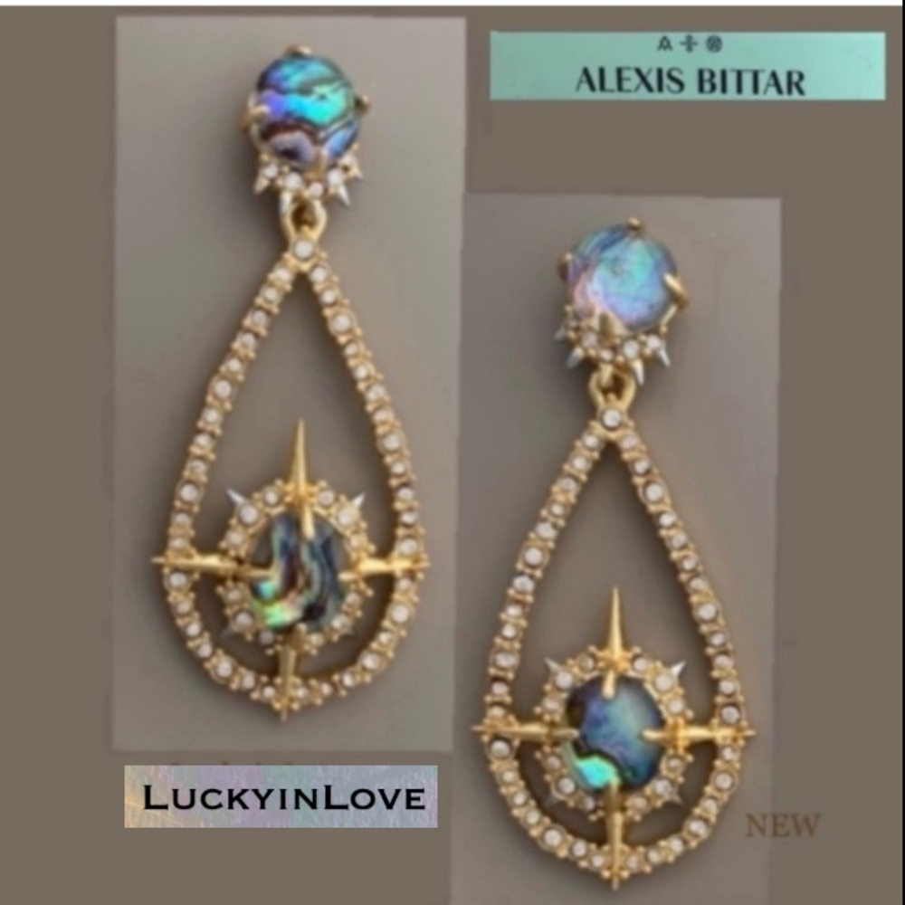 ALEXIS BITTAR NEW Miss Havisham Crystal Orbiting Doublet Teardrop Drop Earrings - Picture 2 of 12
